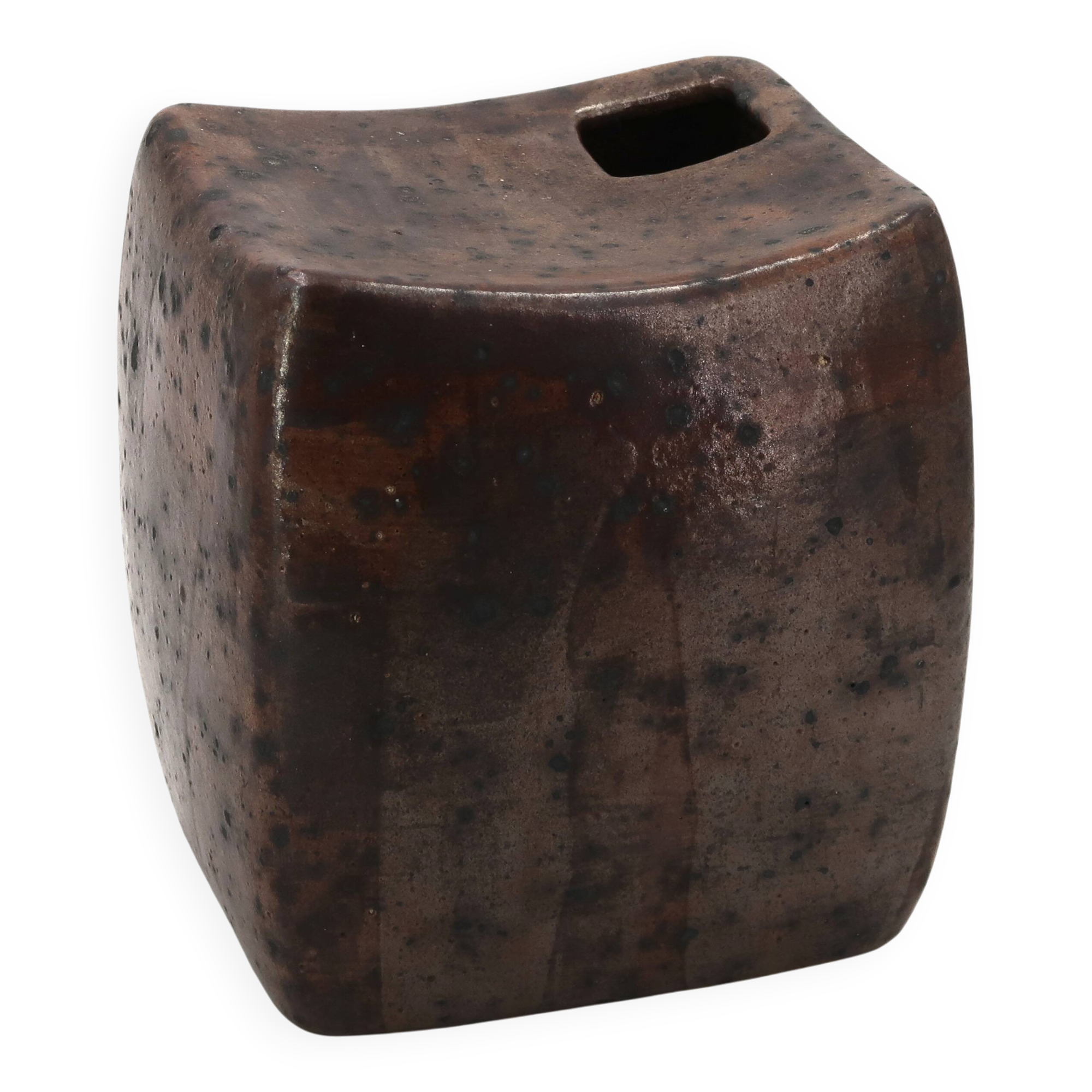 Impressive modernist vase in pyrite stoneware, La Borne, 1970s