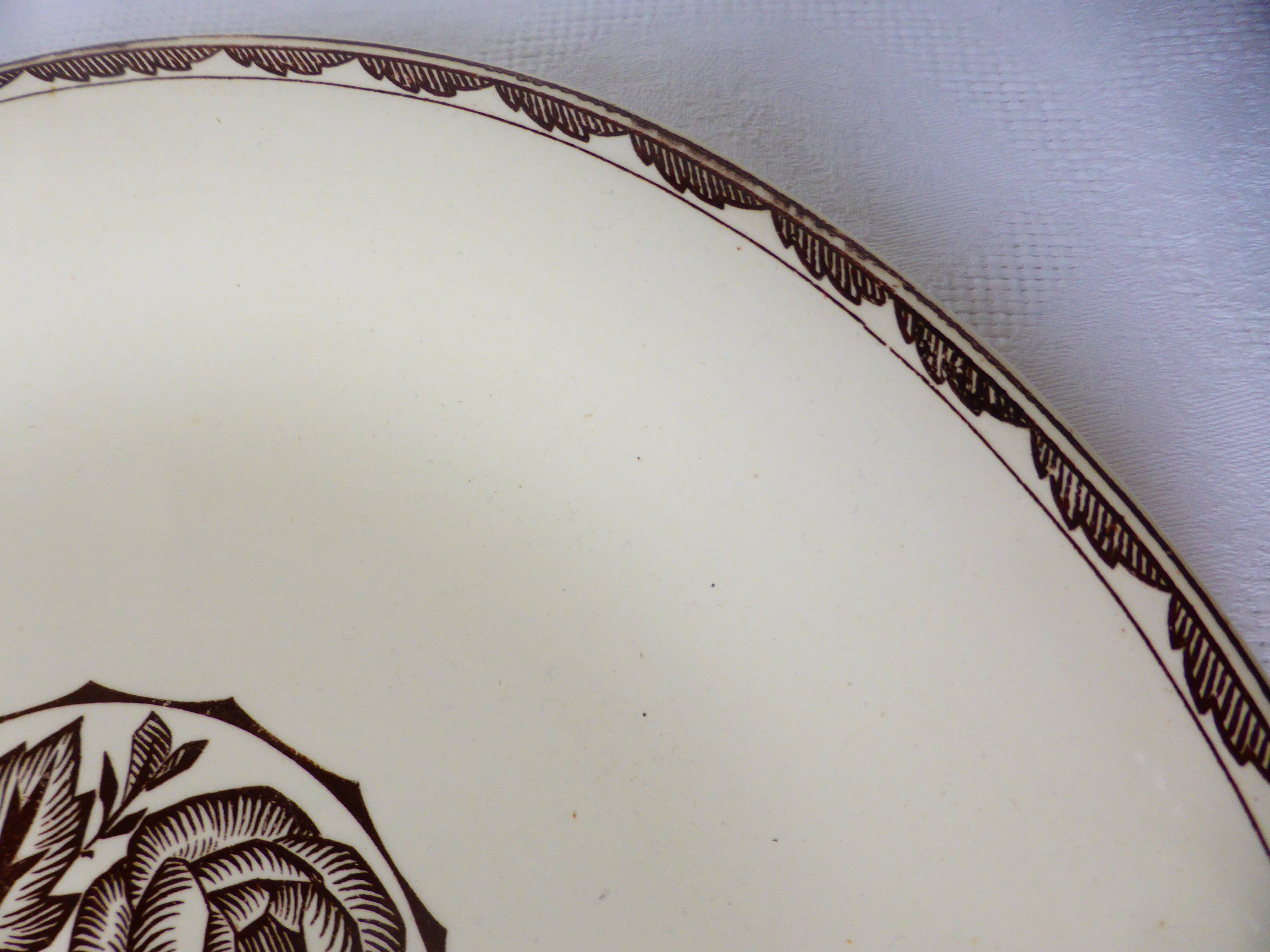 Vintage round dish from Sarreguemines, Argonne model