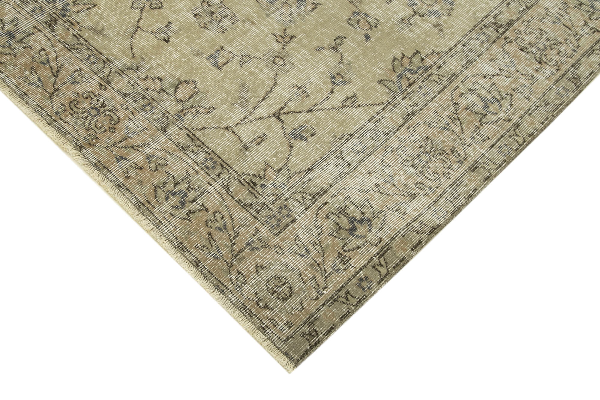 Handmade oriental beige carpet 182 cm x 271 cm