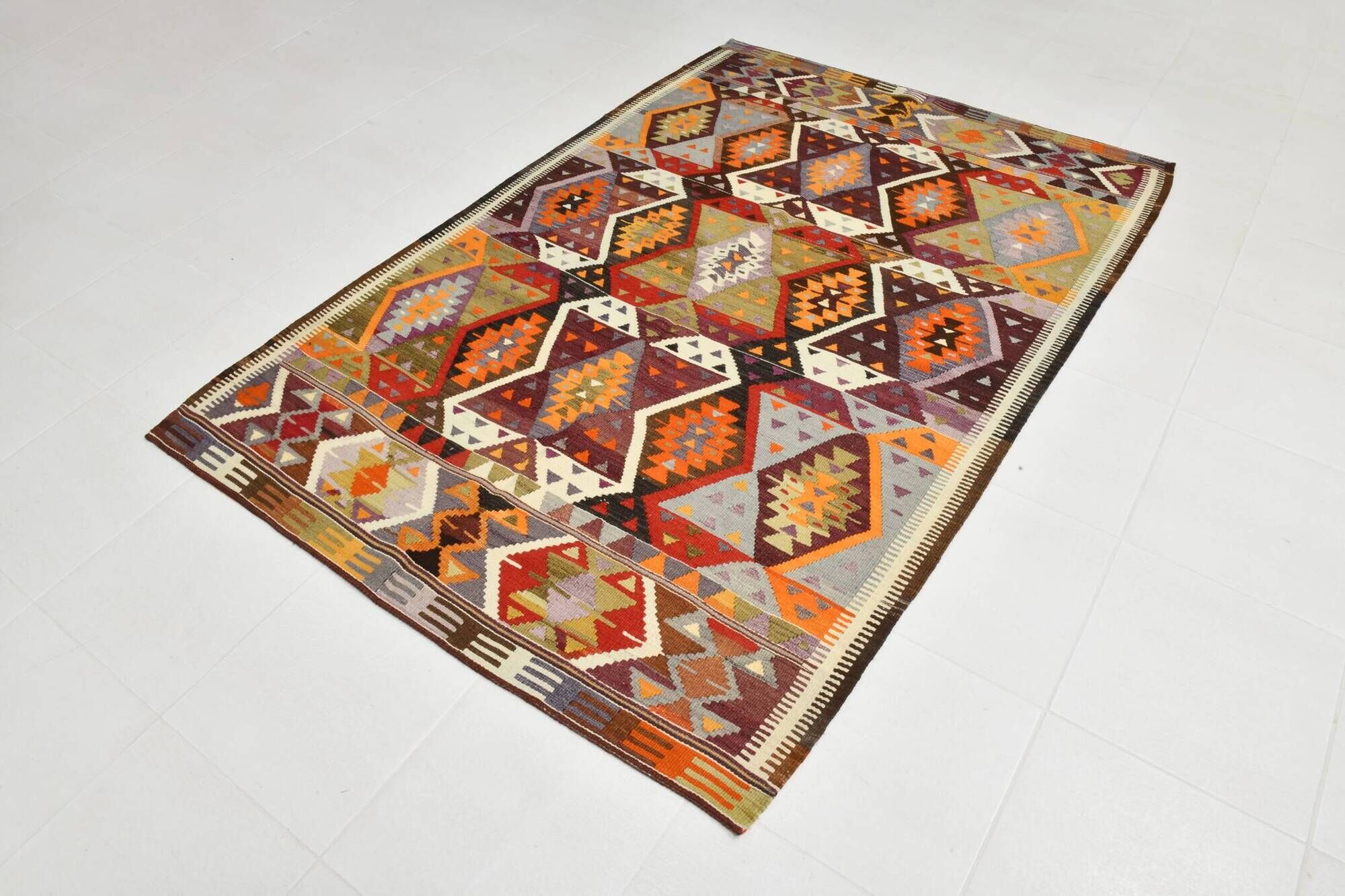 5x8 Soft Colors Persian Kilim Rug, Oushak Area Rug, 157x255Cm