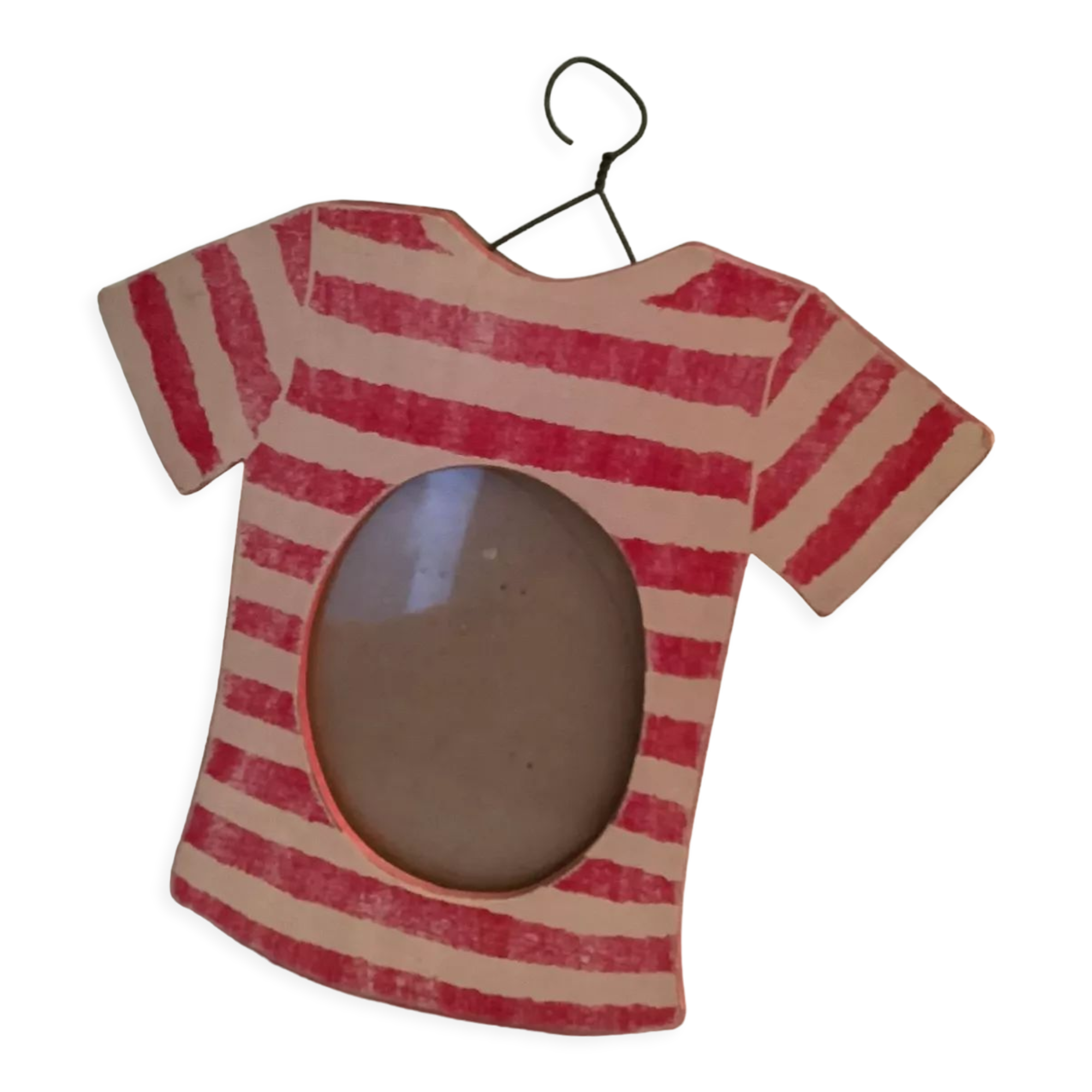 Wooden frame photo Vintage 80s striped for children's room