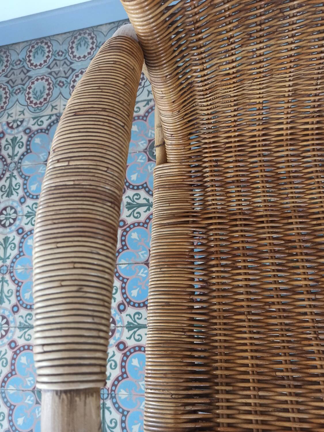 Bamboo and rattan armchair, 50s