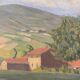 Old painting, landscape Monts Lyonnais, signed dated 1944