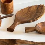 Set of vintage turned and carved wooden cups