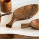 Set of vintage turned and carved wooden cups