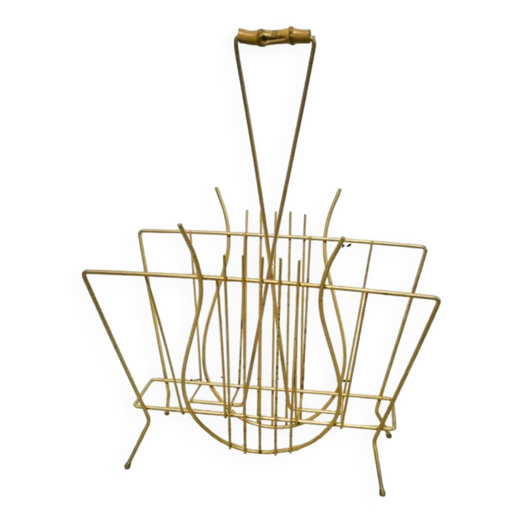 Guitar magazine rack in gold metal