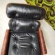 Fauteuil lounge cuir noir 1970 vintage