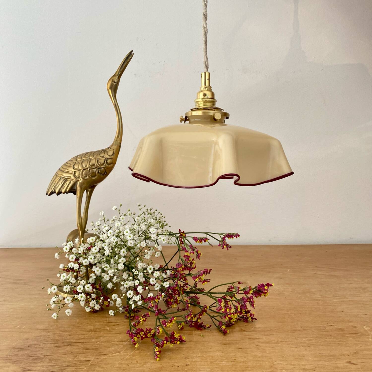 Vintage yellow opaline lampshade pendant light