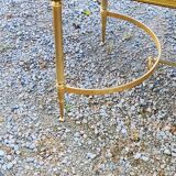 70s Neoclassical Style Coffee Table in Gilded Brass with Mahogany Veneer Top