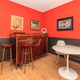 Bar from the 1960s in rosewood with 2 stools.