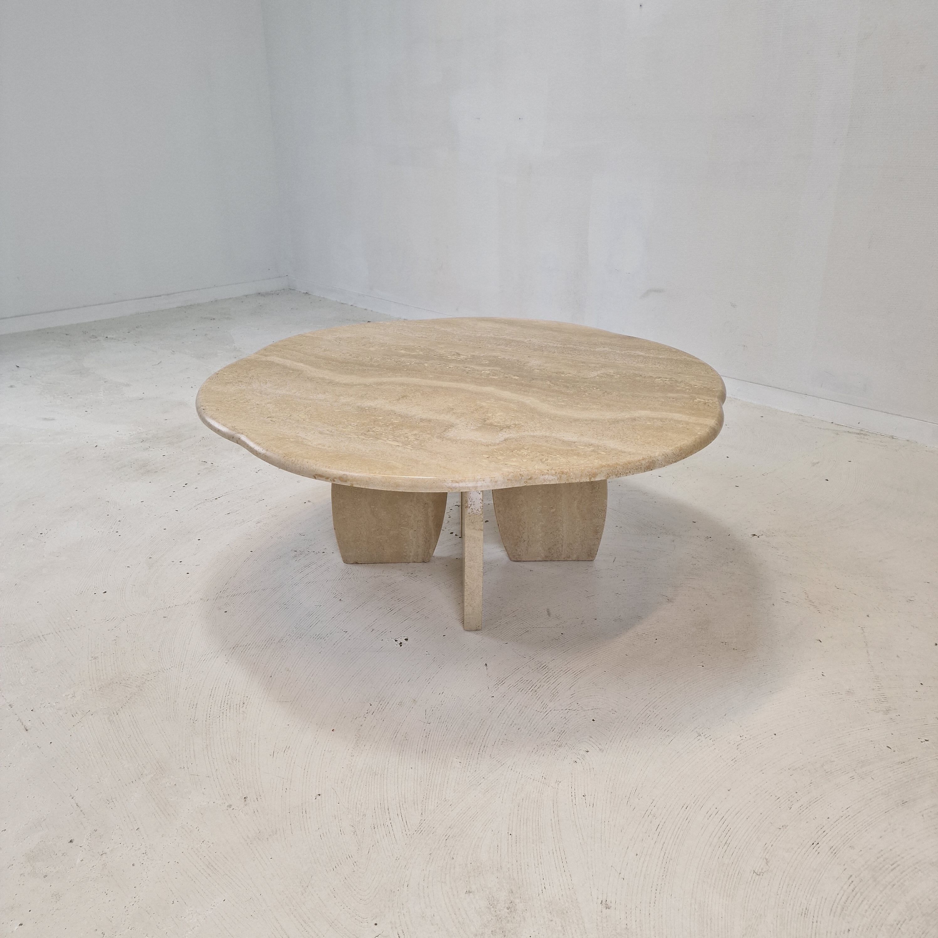 Italian travertine coffee table, 1980s