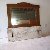 Trumeau mirror art-deco marquetry marble wood