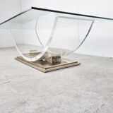 Lucite and brass arch coffee table, 1970