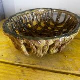 Vintage woven ceramic basket / empty pocket 19 / 25 cm