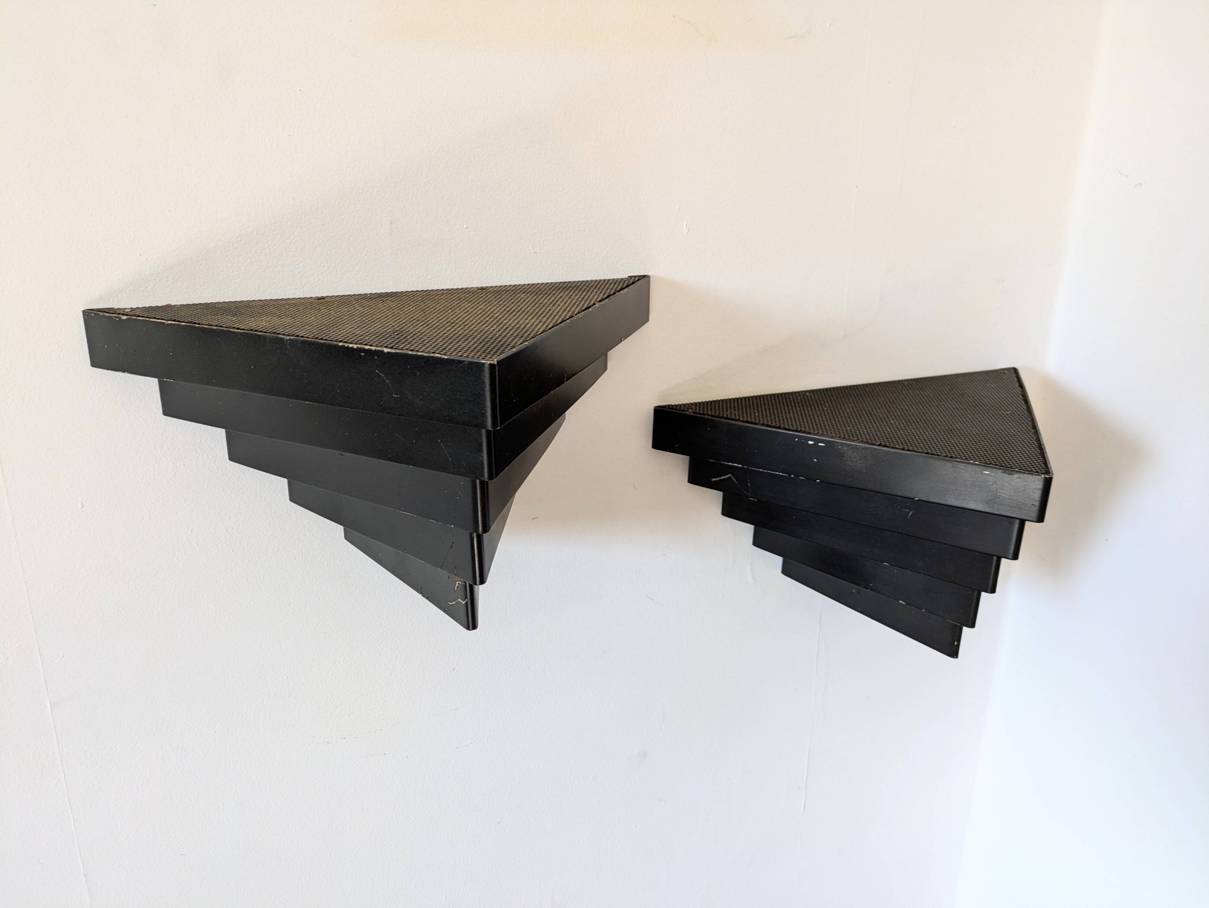 Pair of 1960s wall lights in perforated metal in the style of Mategot