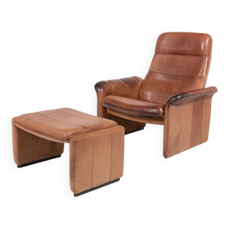 Fauteuil lounge vintage de Sede DS 50 avec pouf