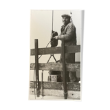 Photograph black and white silver print circa 1970 worker