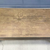Vintage etched brass coffee table signed by Willy Daro, 1970s