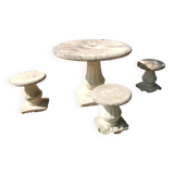 Old garden furniture in reconstituted stone