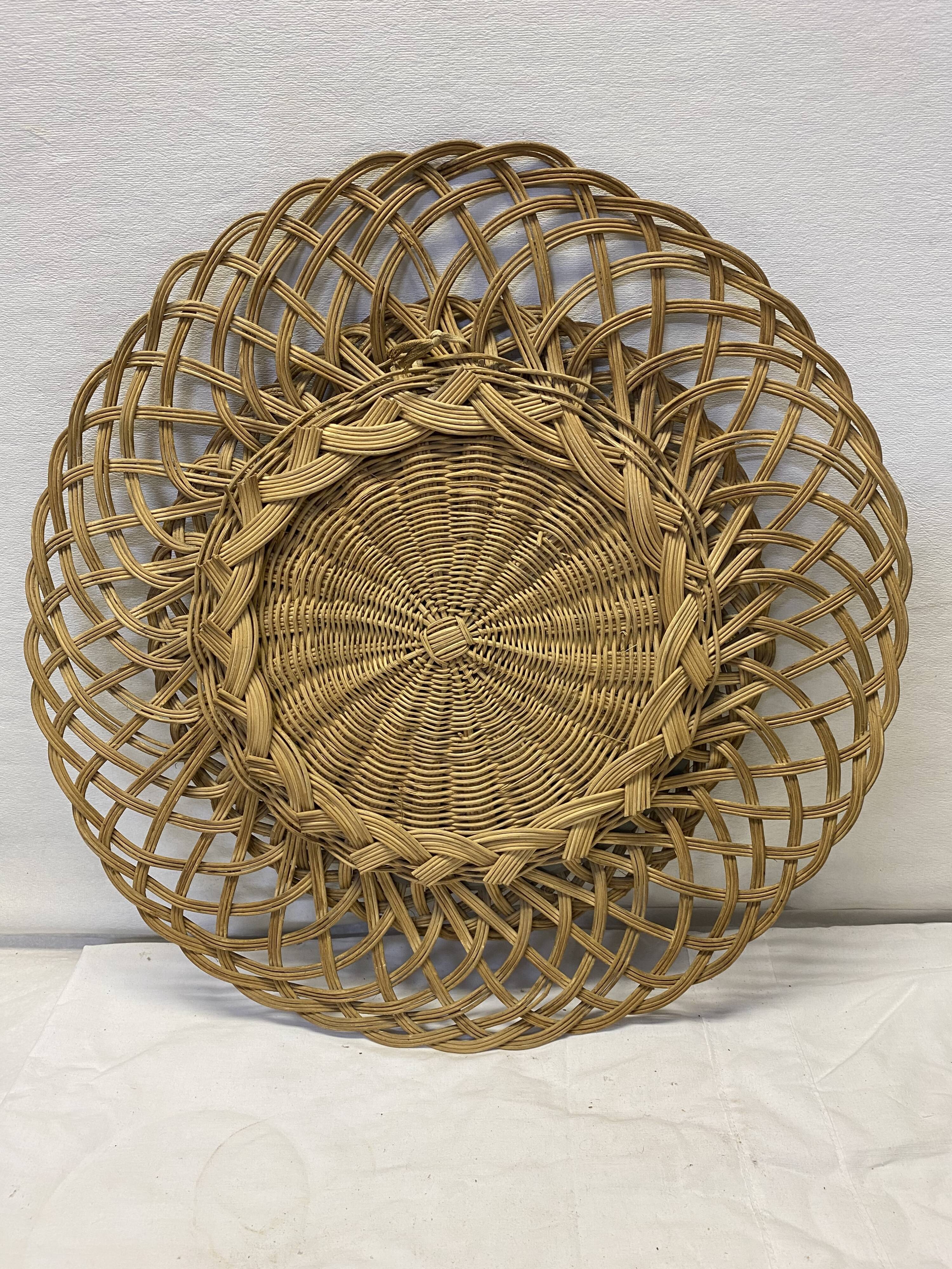 Artisanal vintage wicker mirror