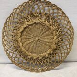 Artisanal vintage wicker mirror