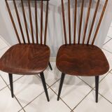 Suite of 4 chairs of bistrot Baumann vintage model Mondor and Minuet