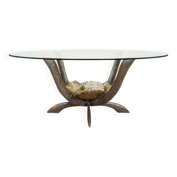 Rare 20thc french dining table by jacques duval brasseur, france c.1970