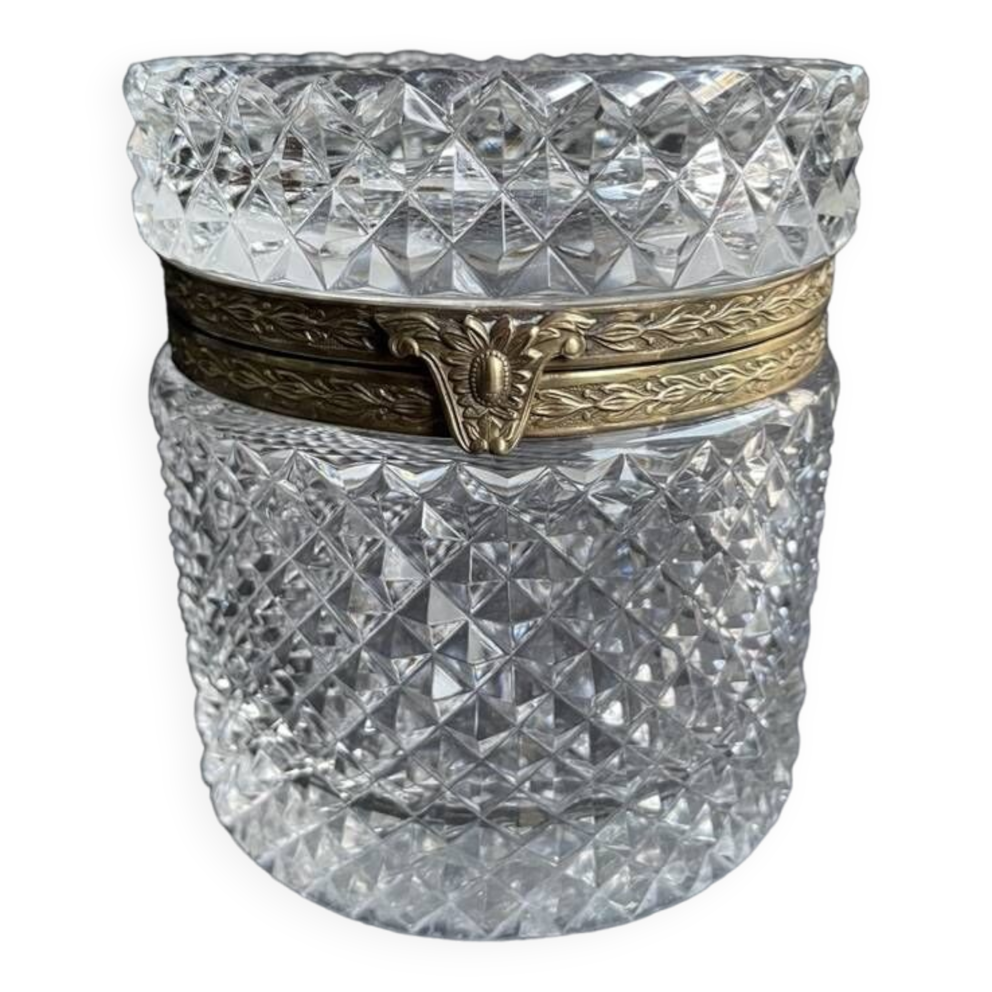 Cylindrical box – Crystal and gilded bronze