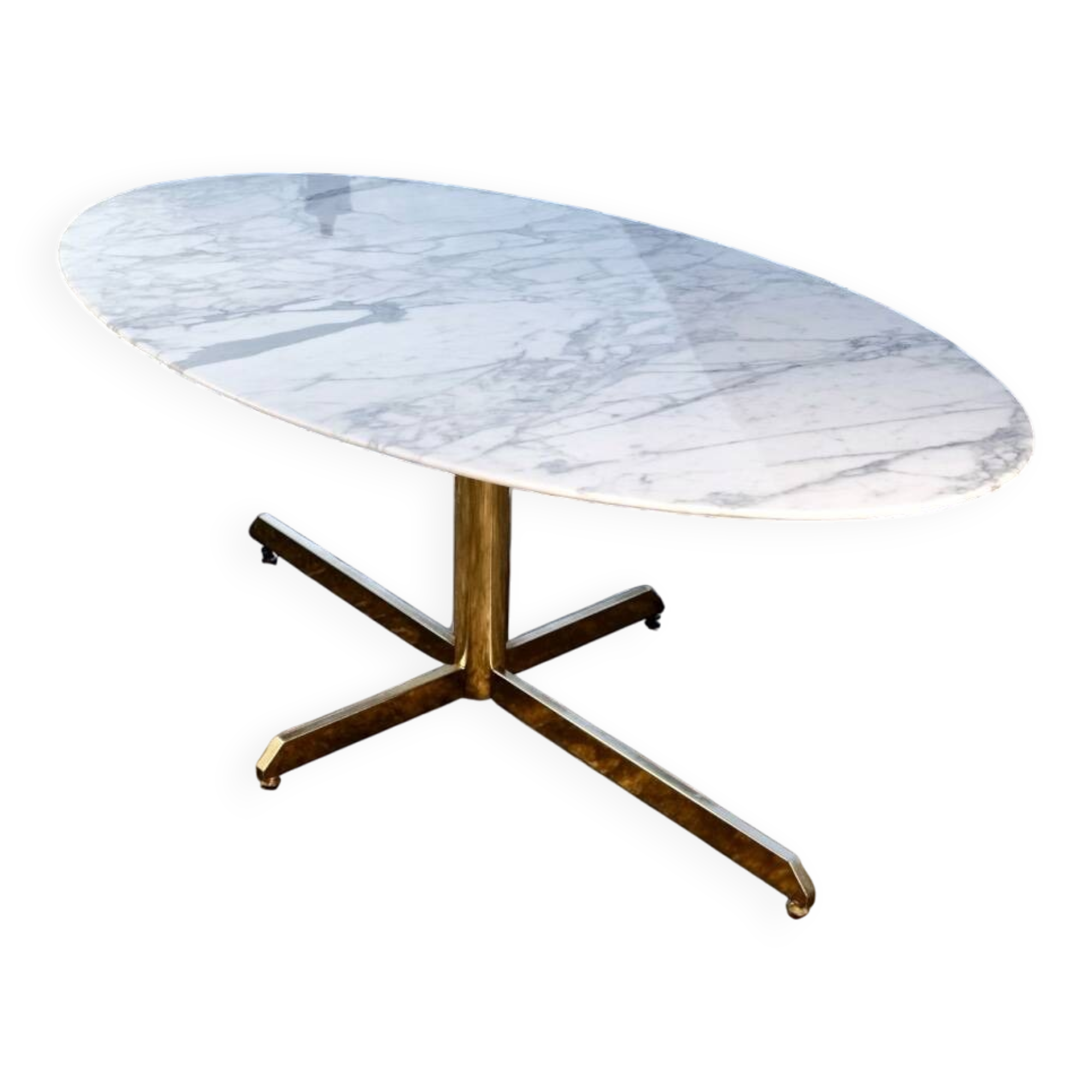 Super Malta marble and brass dining table, Roche Bobois, 1980s