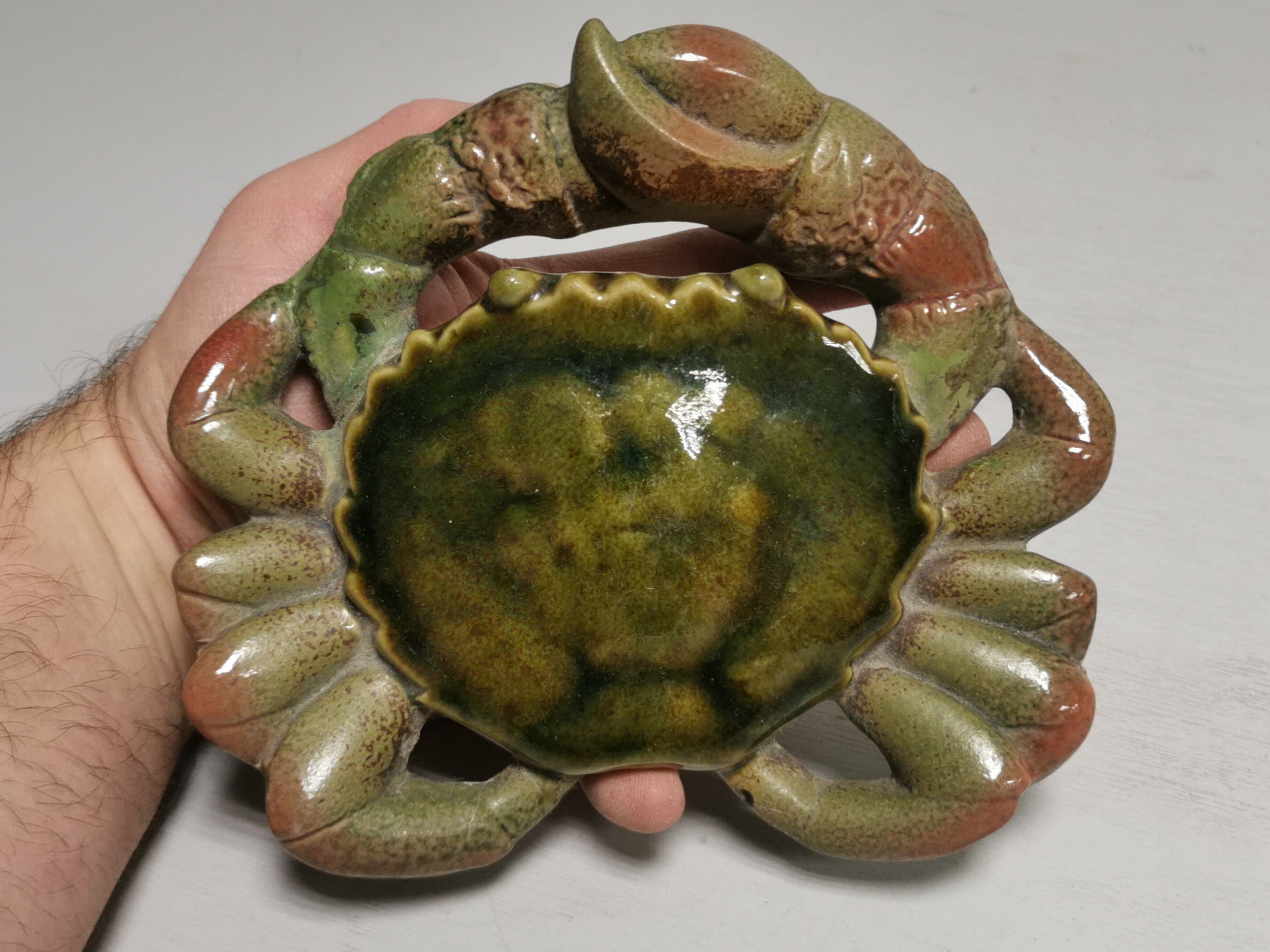 Painted ceramic crab , vintage wall decoration