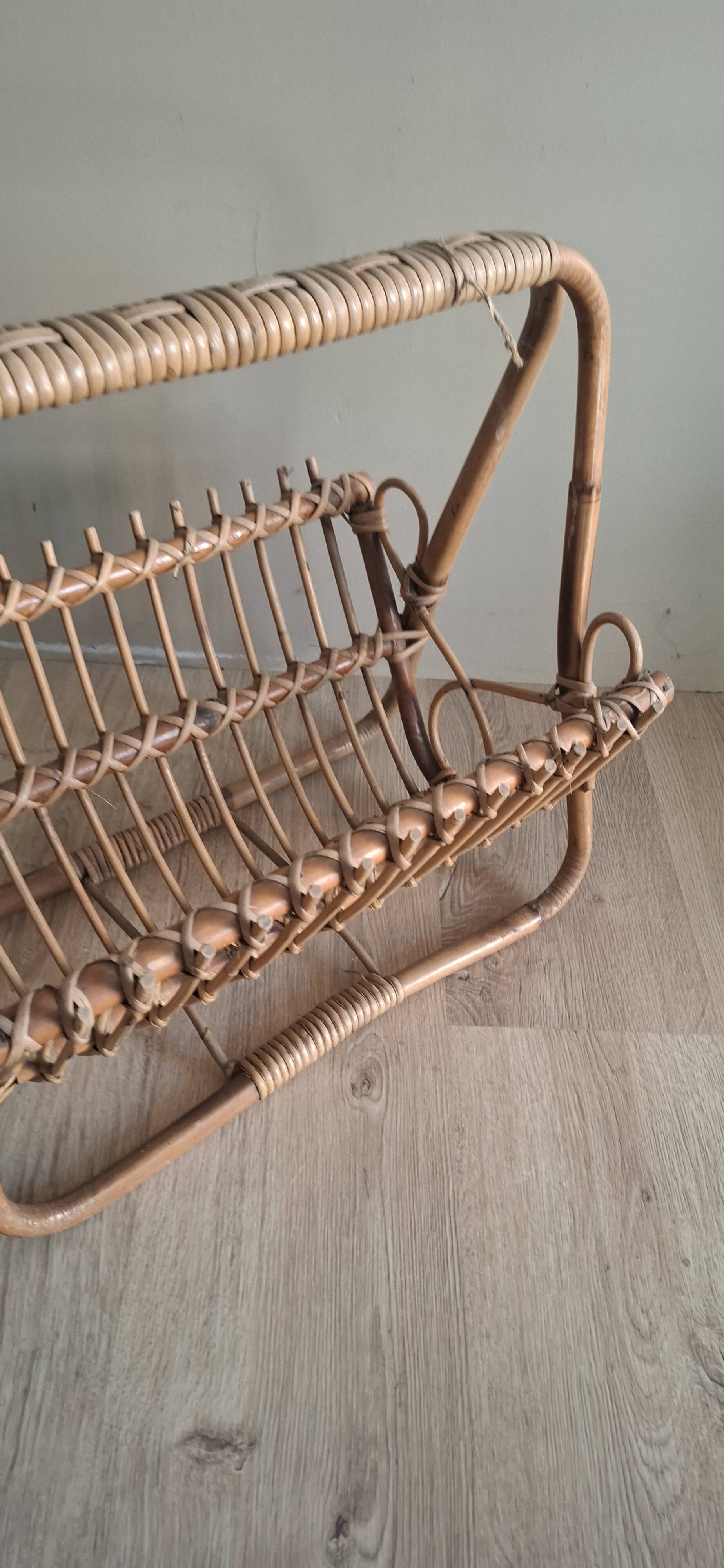 Rattan magazine rack