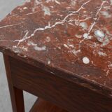 Art Deco Wood and Terracotta Marble Top Nightstand, France 1920s