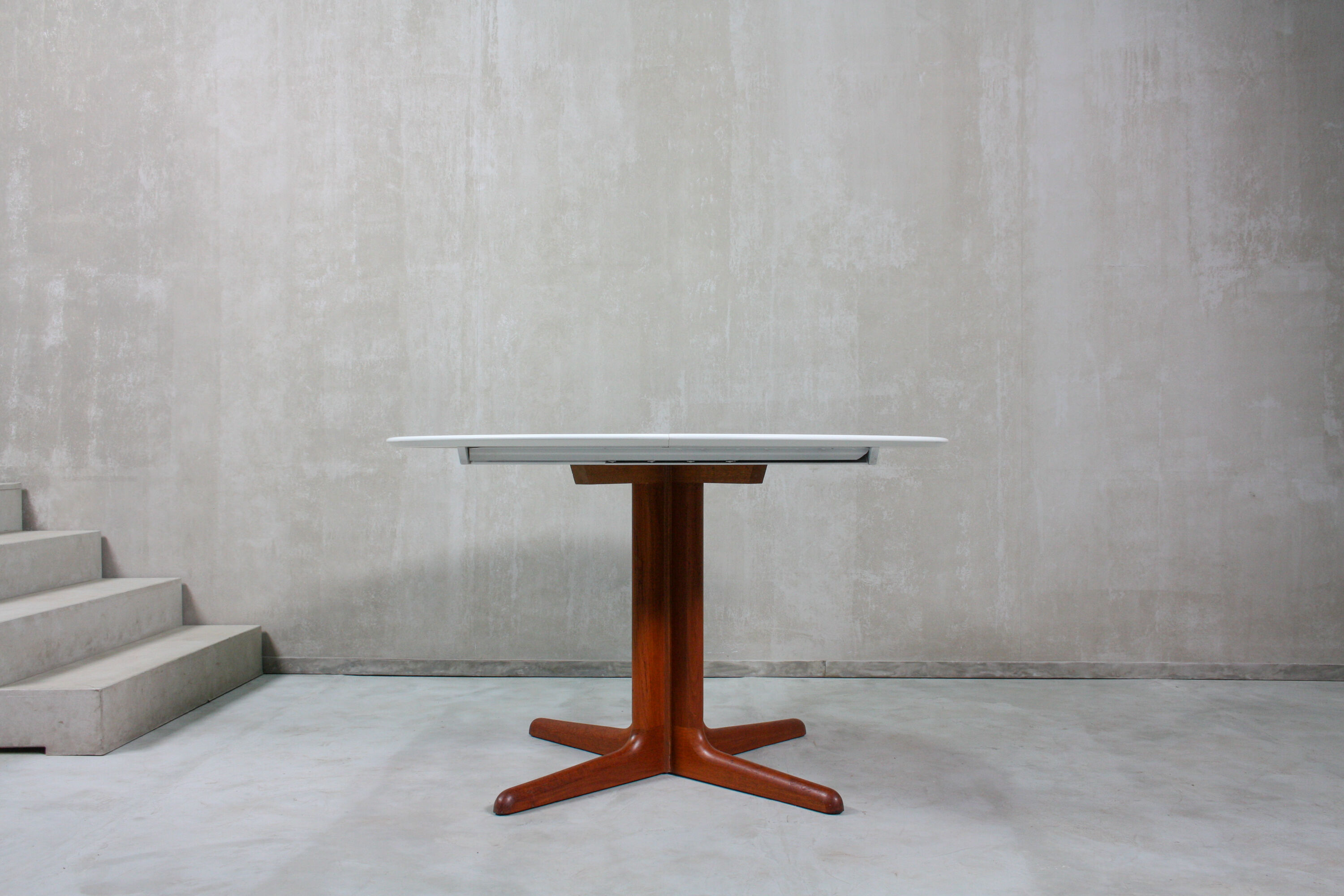 Round danish teak & white dining table, 1960s