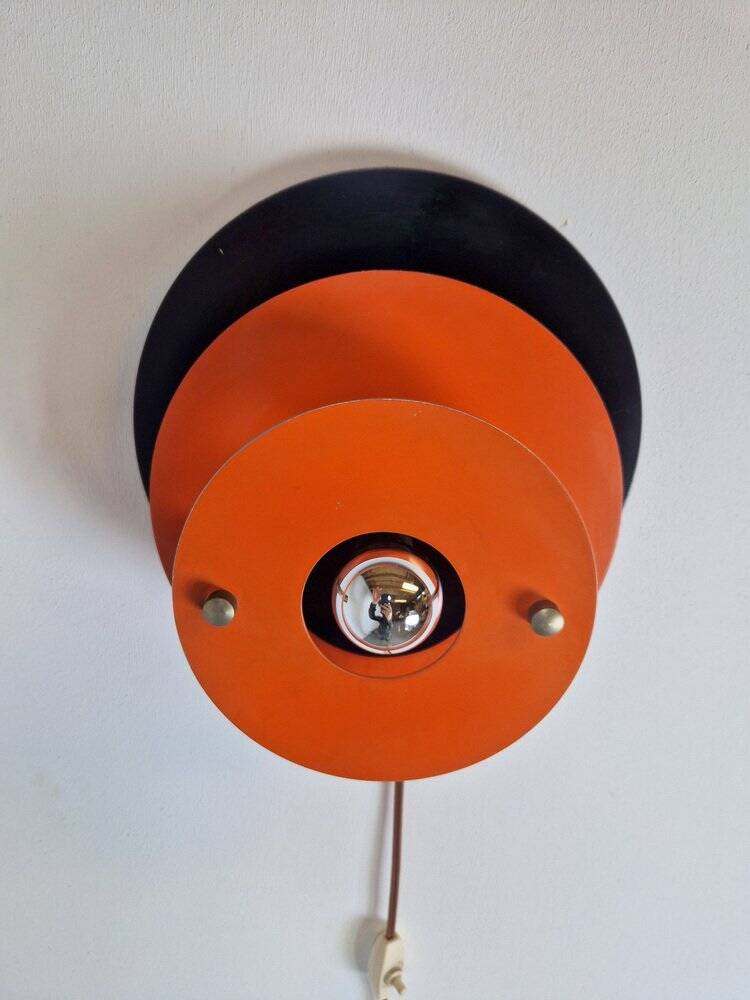 Mid-Century Metal Discus Wall Lamp attributed to Herda, 1960s