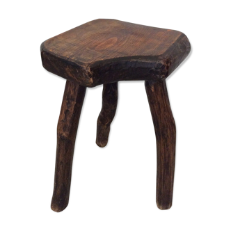Tabouret bois tripode brutaliste