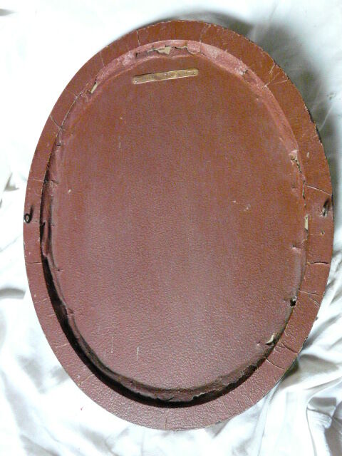 Former art deco framed photography oval glass wood marquetry