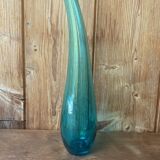 Soliflore vintage en verre bleu vert