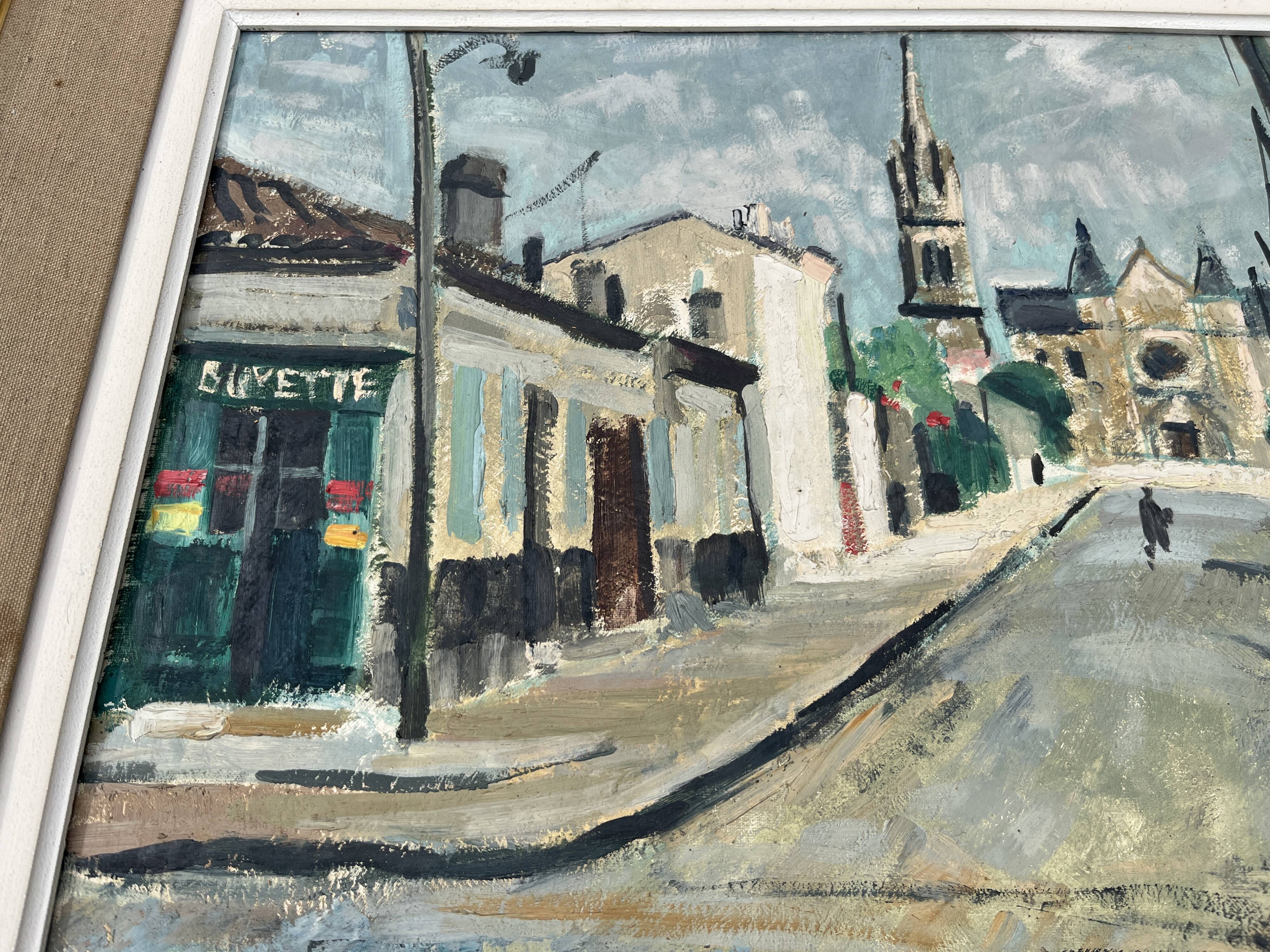 Old painting Street with church – Jack Senne 1933