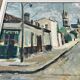 Tableau ancien Rue avec église – Jack Senne 1933
