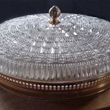 Large vintage Lucien Gau crystal and brass ceiling light