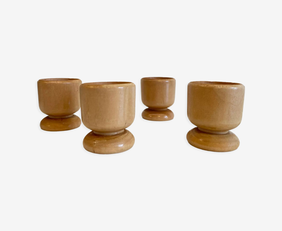 4 coquetiers en bois tourné vintage