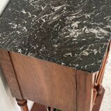 Antique bedside table in wood and marble