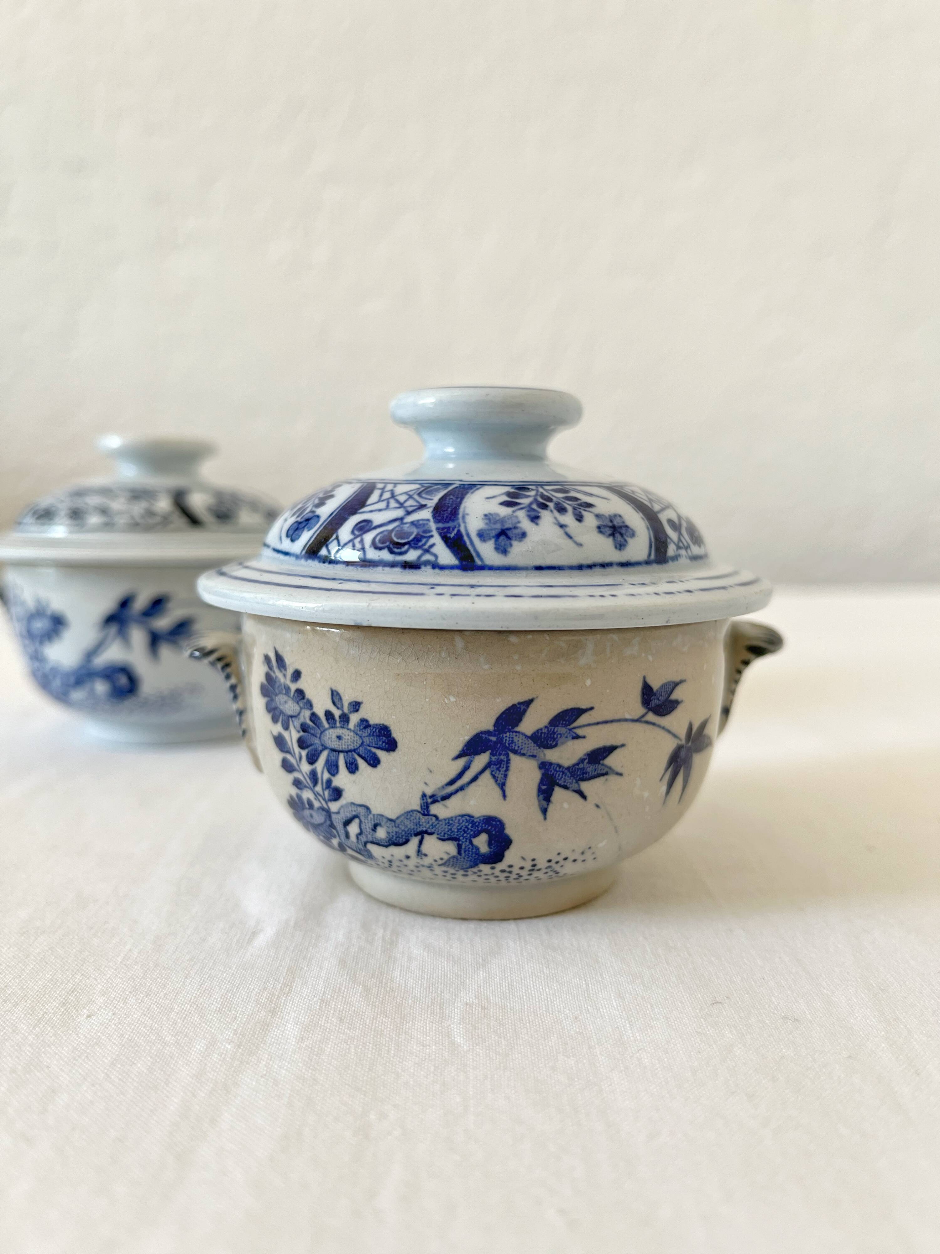 Two fine earthenware cream pots, Japanese service, Creil and Montereau, 19th century