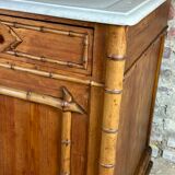 Bamboo-style pine sideboard and marble top early nineteenth century