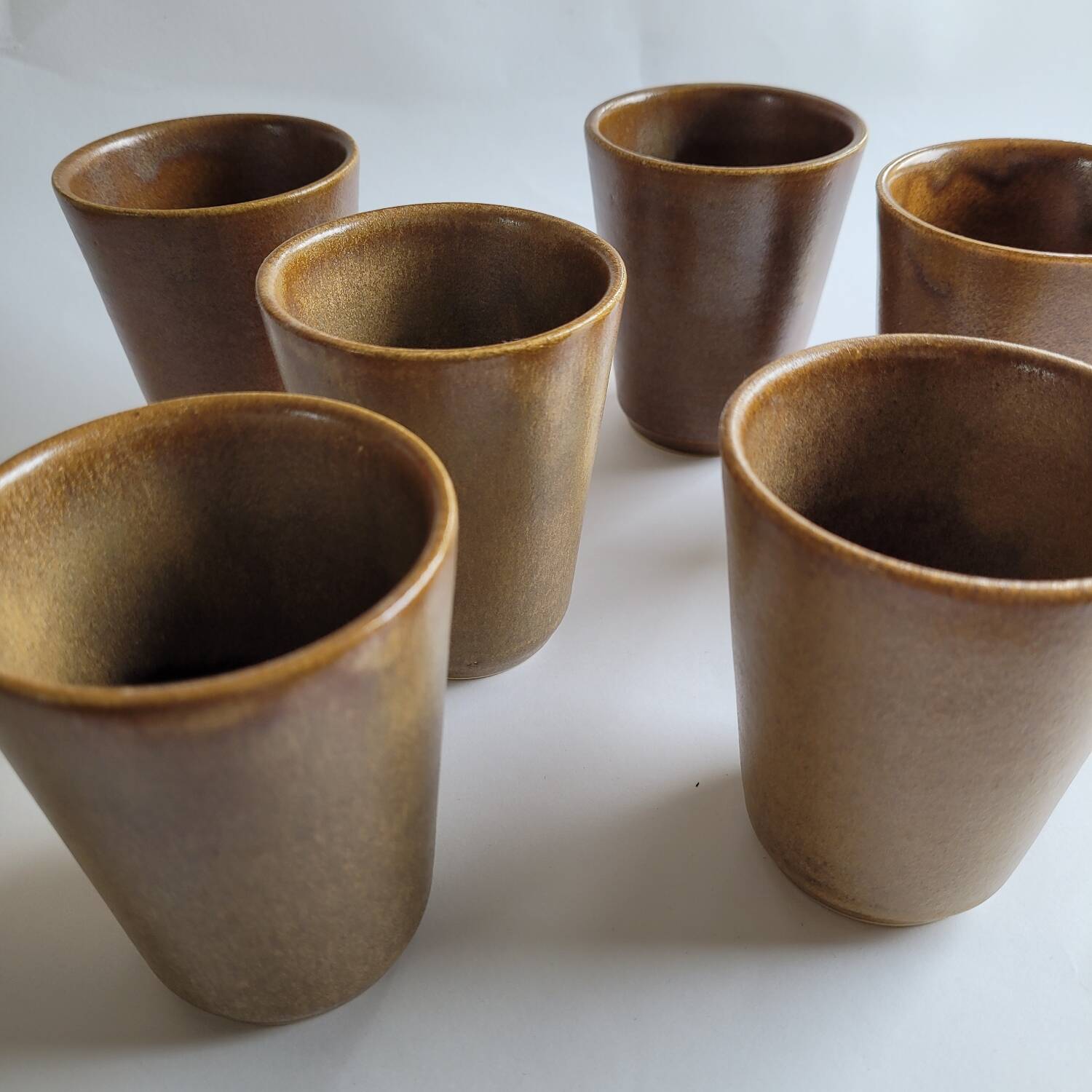 Set of 6 Digoin stoneware tumblers / cups