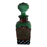 Ancienne carafe bouteille cuir whisky Vert émeraude
