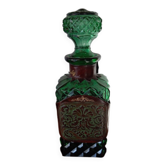 Old Emerald Green Leather Whiskey Bottle Carafe