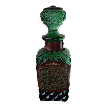 Ancienne carafe bouteille cuir whisky Vert émeraude