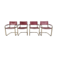 Red leather bauhaus design dining chairs - 1980
