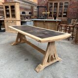 1960s oak and slate table
